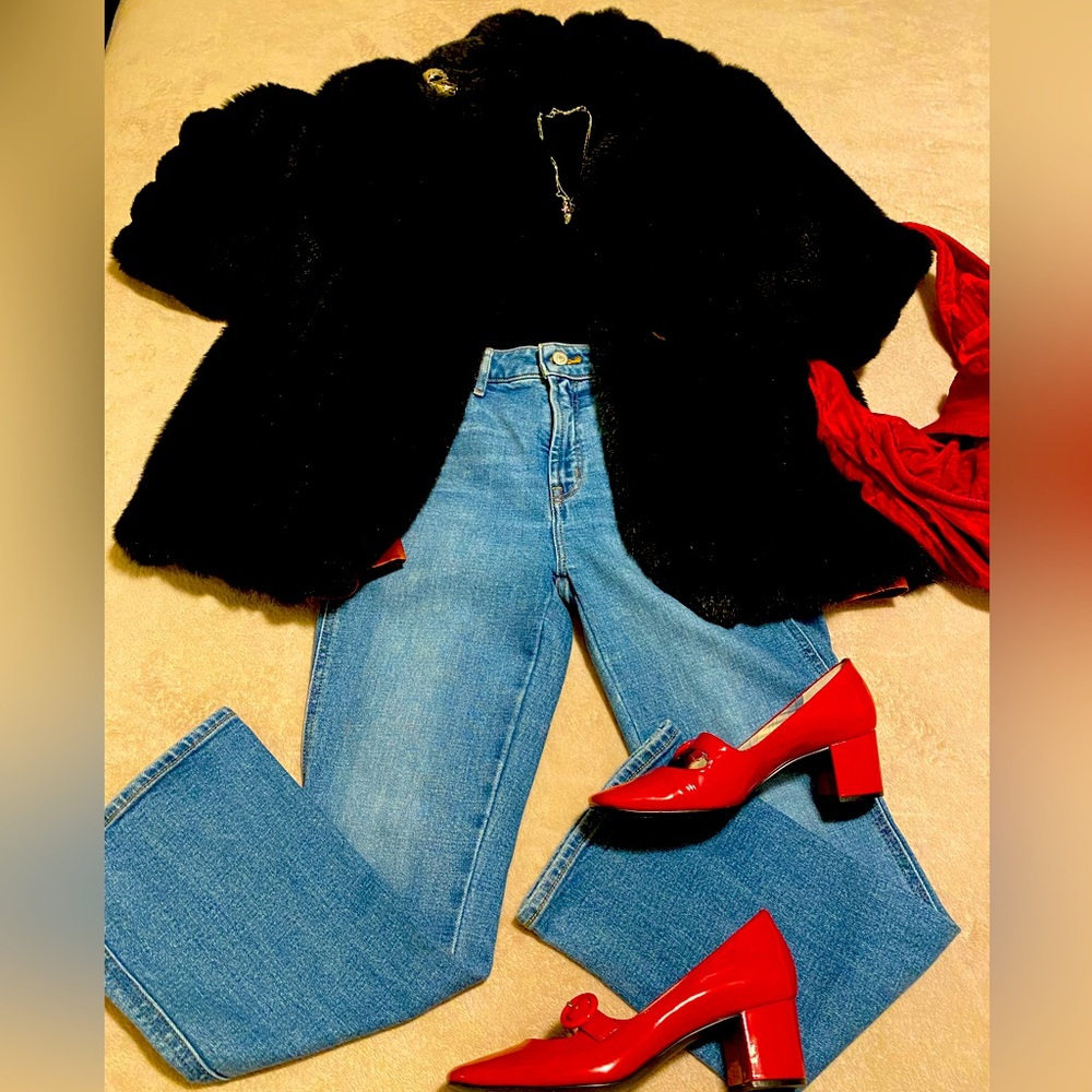 Vintage black Faux Fur Coat